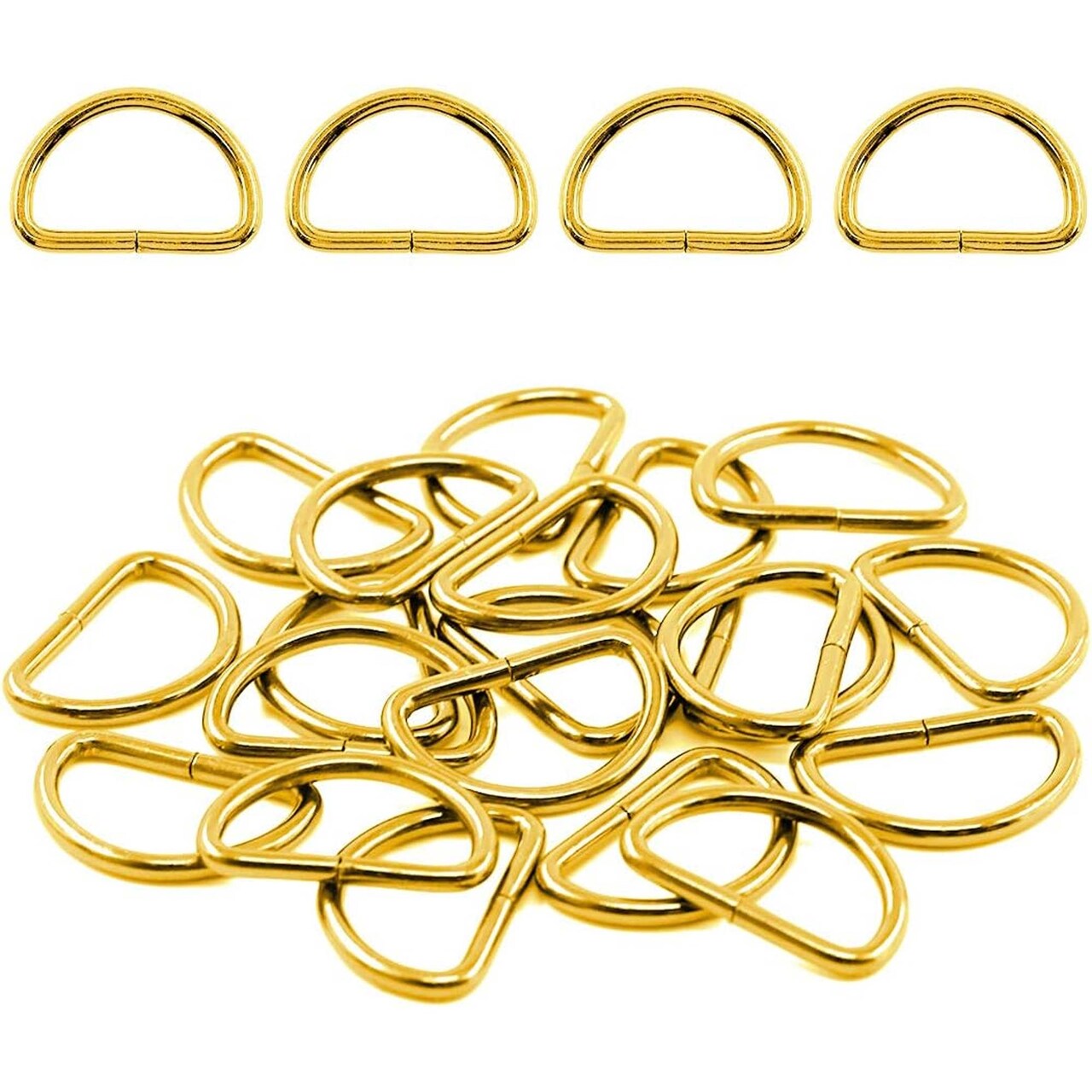 4 Pieces 1.25" Gold Metal D Rings for Purse Strap Bag Belt Keychain Making